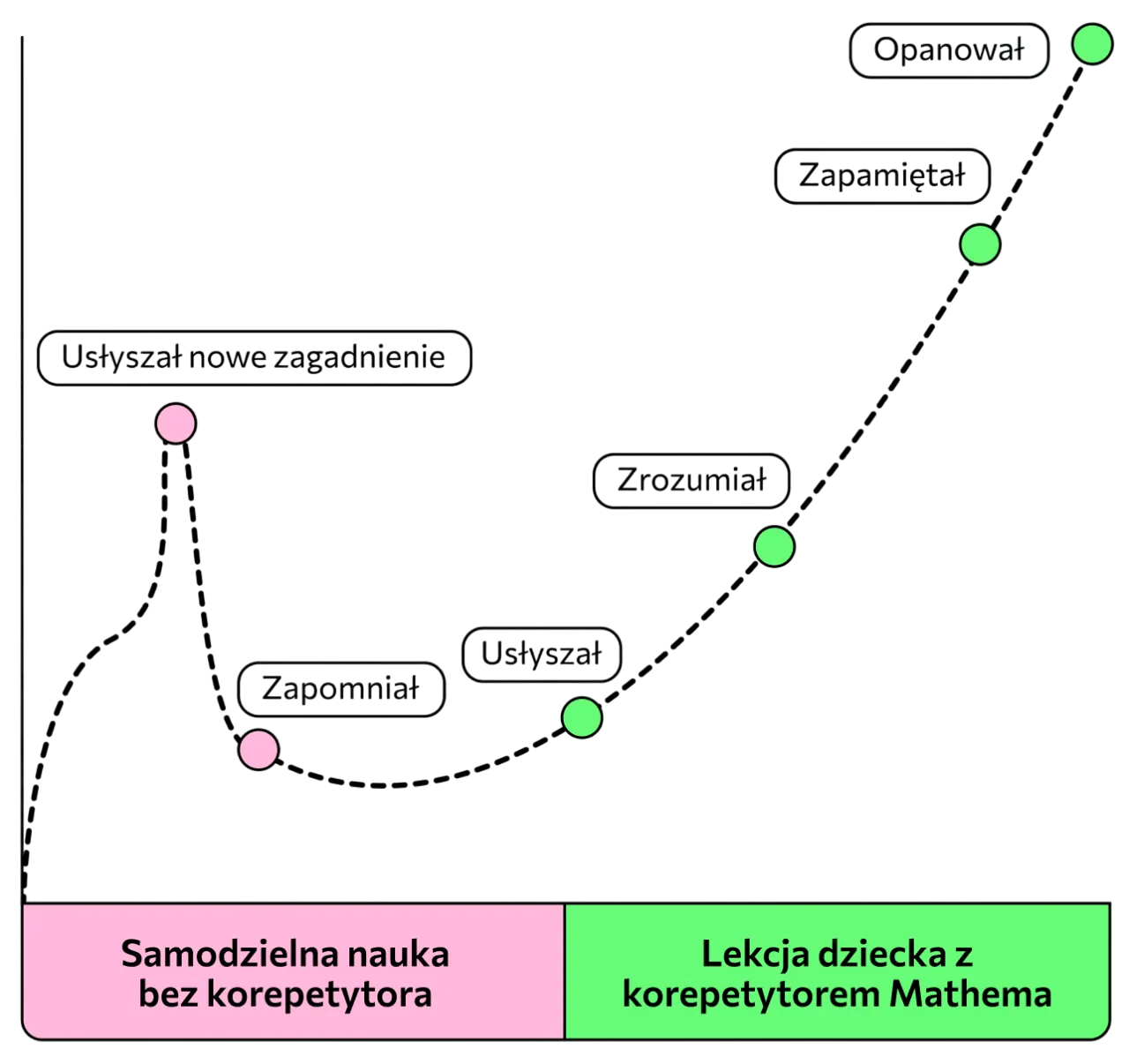 Wykres postępów nauki z korepetytorem Mathema